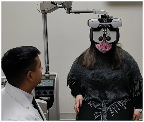 Patient having an eye exam with his eye doctor